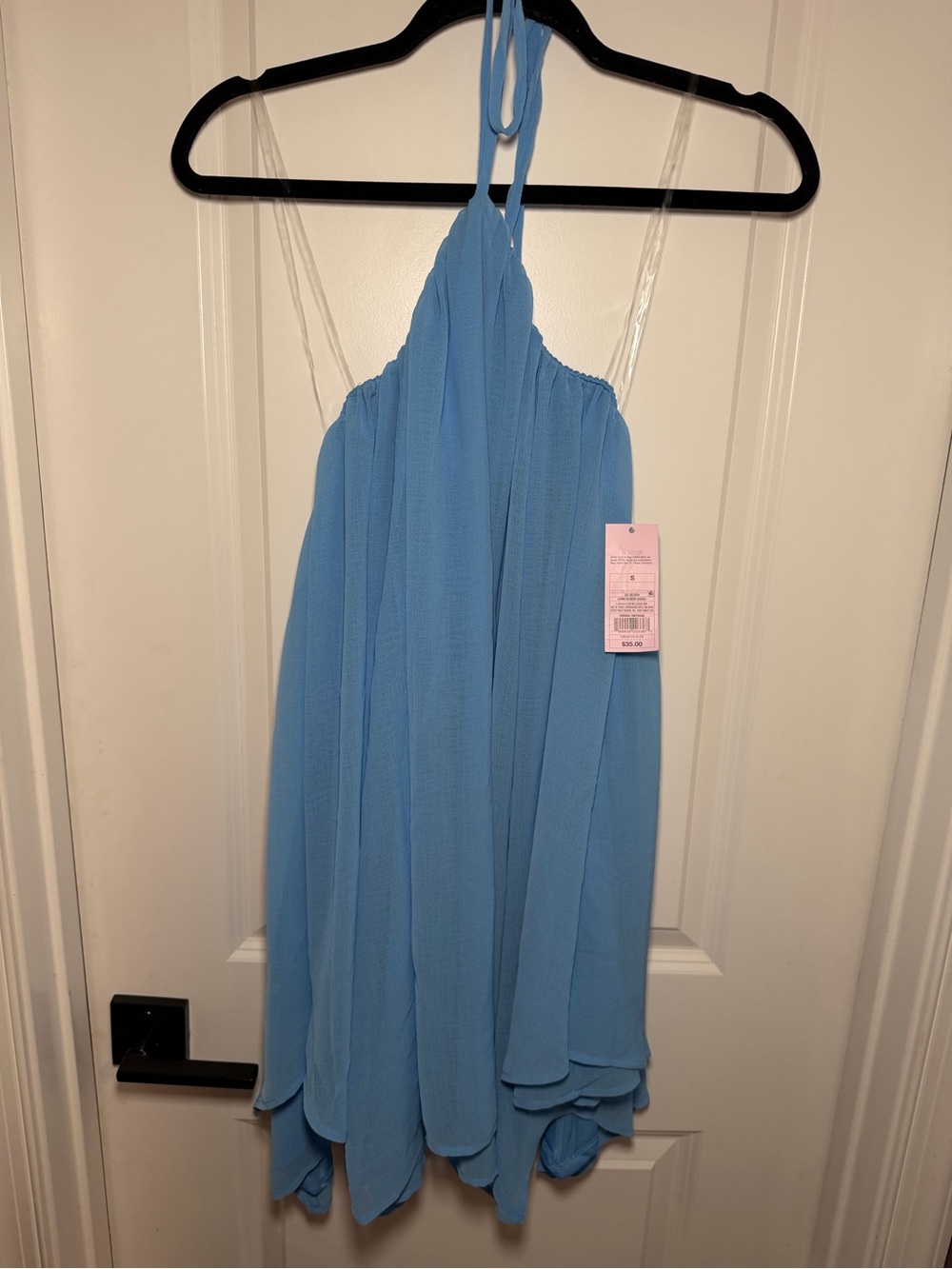 Target Light Blue Halter Asymmetrical Chiffon Dress
